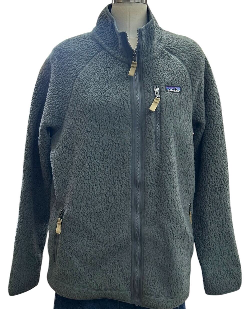Patagonia Retro Pile Fleece Jacket Mens XL Gray Full Zip Sherpa Pockets
